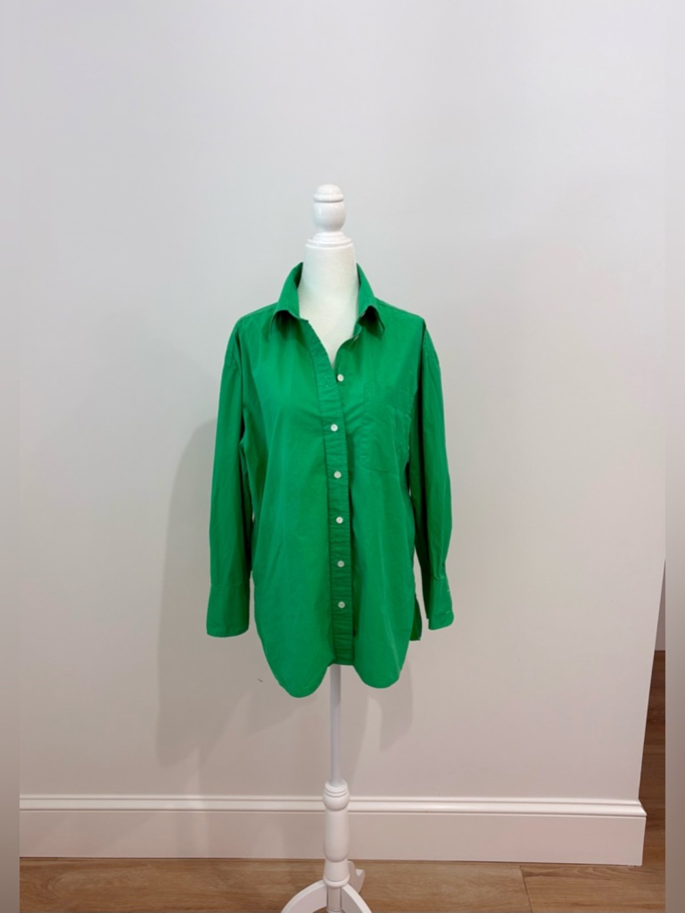 Women’s Oversized Kelly Green Button-Up Shirt